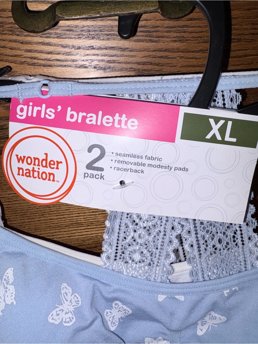 NWT 2 pack wonder nation Light Blue Butterfly & White Girls’ Bralette - XL - Picture 3 of 7